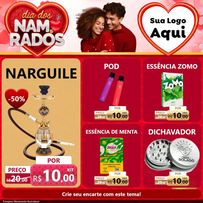 Modelo de Rede Social para Feed Facebook com o tema Dia dos Namorados para Tabacaria