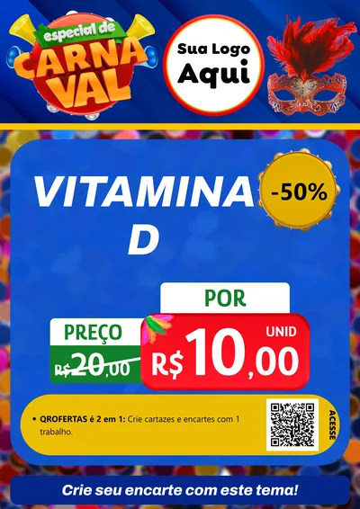 Modelo de Cartaz para Cartaz A4 Vertical com o tema Especial de Carnaval para Farmácia