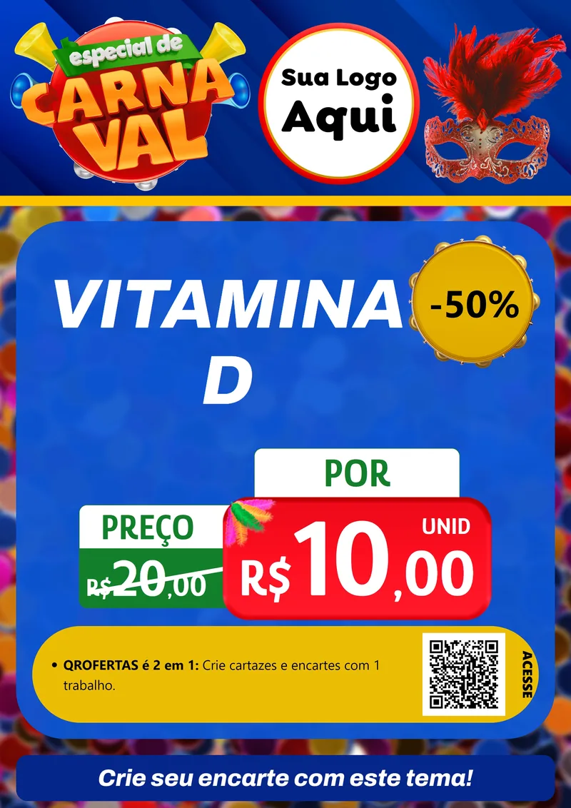 Modelo de Cartaz para Cartaz A4 Vertical com o tema Especial de Carnaval para Farmácia