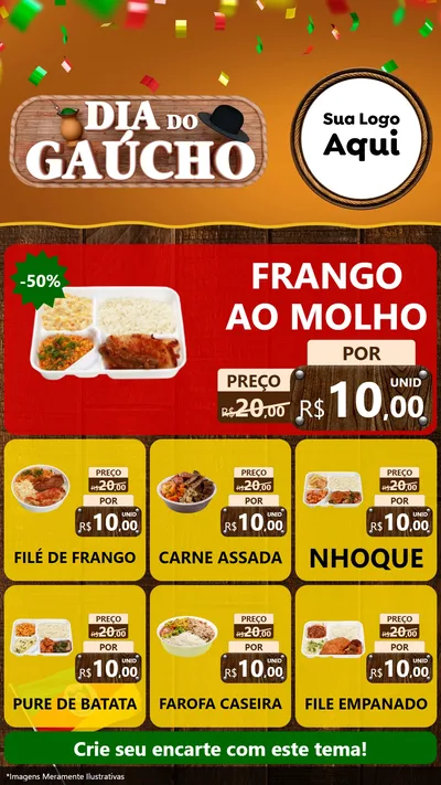 Modelo de Rede Social para Stories com o tema Dia do Gaúcho para Restaurante