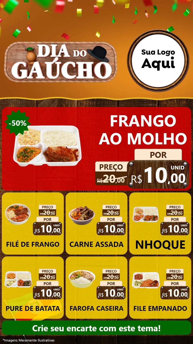 Modelo de Rede Social para Stories com o tema Dia do Gaúcho para Restaurante