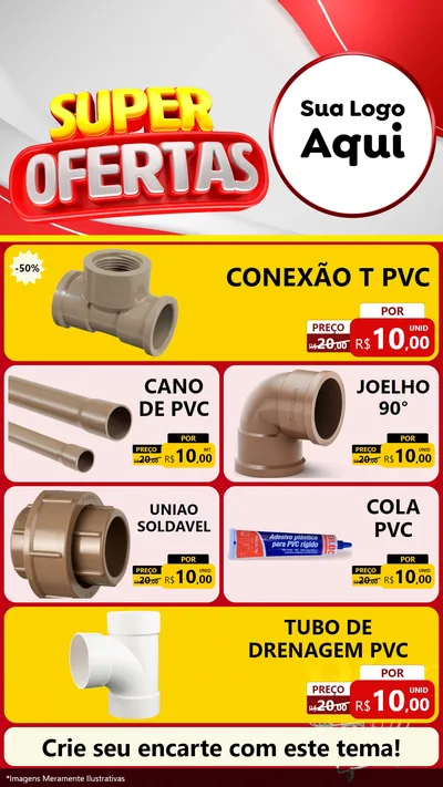 Modelo de TV para TV Vertical com o tema Super Ofertas para Tubos e conexões