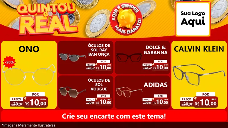 Modelo de TV para TV Horizontal com o tema Quintou do Real para Óticas