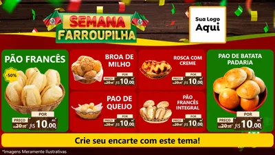 Modelo de TV para TV Horizontal com o tema Semana Farroupilha para Padaria