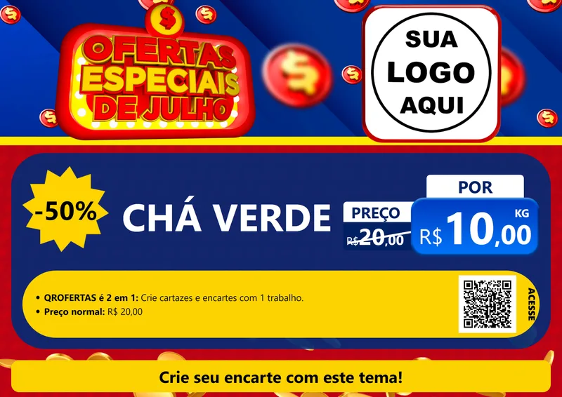 Modelo de Cartaz para Cartaz A4 Horizontal com o tema Ofertas Especiais de Julho para Produtos Naturais