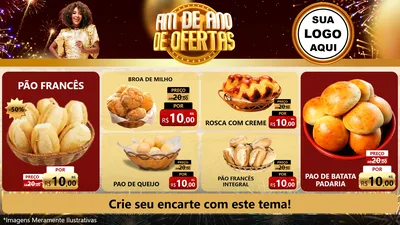 Modelo de TV para TV Horizontal com o tema Fim de Ano de Ofertas para Padaria