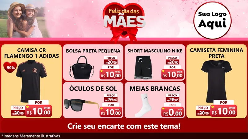 Modelo de TV para TV Horizontal com o tema Feliz Dia Das Mães para Roupas e acessórios
