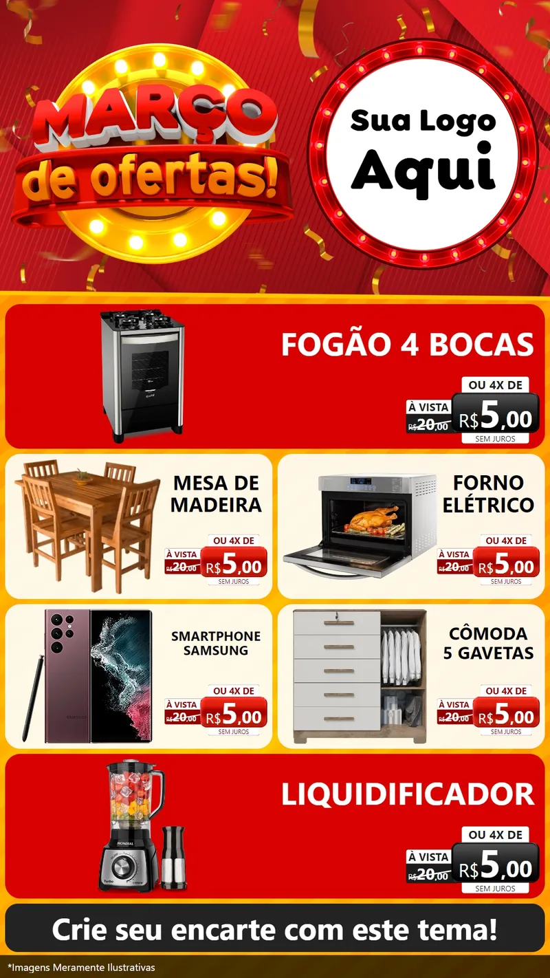 Modelo de TV para TV Vertical com o tema Março de Ofertas! para Móveis e Eletro