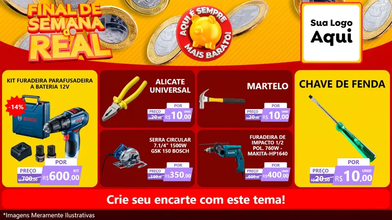 Modelo de TV para TV Horizontal com o tema Final de Semana do Real para Maquinas e Ferramentas