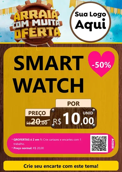 Modelo de Cartaz para Cartaz A4 Vertical com o tema Ofertas de São João - Junina para Informática