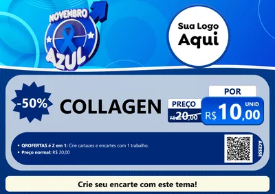 Modelo de Cartaz para Cartaz A4 Horizontal com o tema Novembro Azul para Suplementos alimentares
