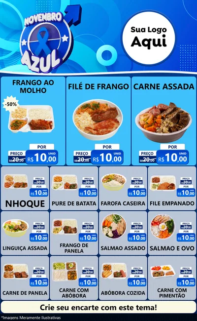 Modelo de Encarte para Encarte Grande com o tema Novembro Azul para Restaurante
