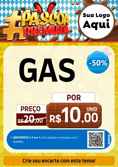 Modelo de Cartaz para Cartaz A4 Vertical com o tema Páscoa Premiada para Água e gás