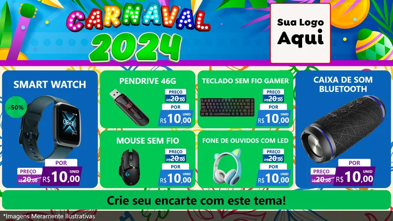 Modelo de TV para TV Horizontal com o tema Carnaval 2027 para Informática