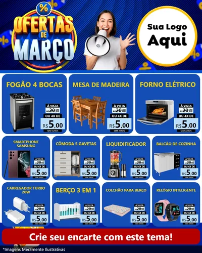 Modelo de Rede Social para Feed Instagram com o tema Ofertas de Março para Móveis e Eletro