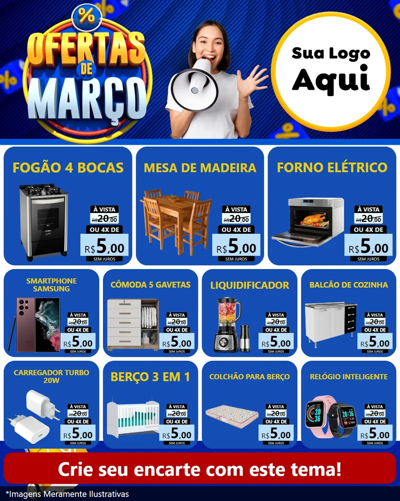 Modelo de Rede Social para Feed Instagram com o tema Ofertas de Março para Móveis e Eletro