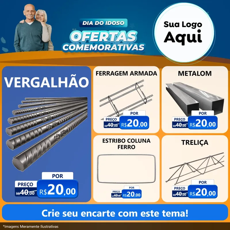 Modelo de Rede Social para Feed Facebook com o tema Dia do Idoso para Ferragens