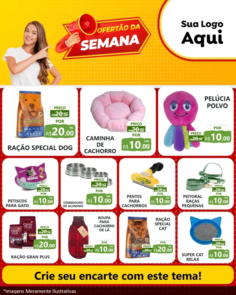 Modelo de Rede Social para Feed Instagram com o tema Ofertão da Semana para Pet Shop