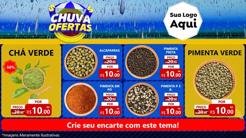 Modelo de TV para TV Horizontal com o tema Chuva de Ofertas para Produtos Naturais