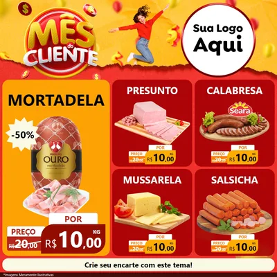 Modelo de Rede Social para Feed Facebook com o tema Mês do Cliente para Frios e Laticínios