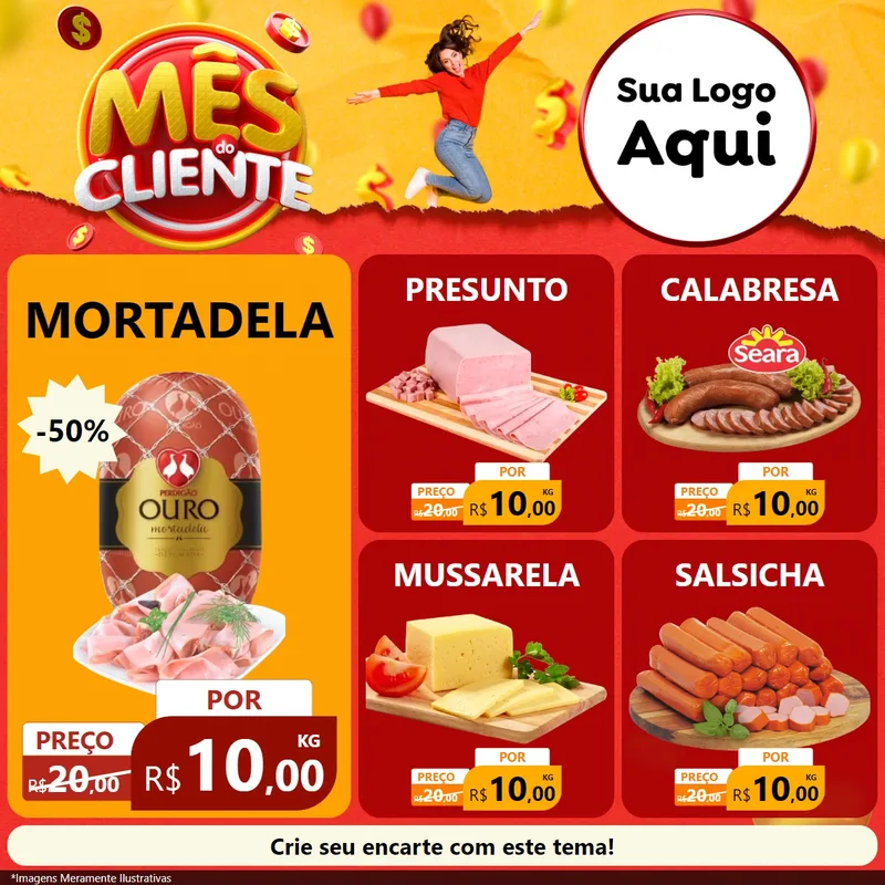 Modelo de Rede Social para Feed Facebook com o tema Mês do Cliente para Frios e Laticínios
