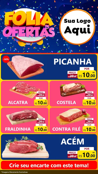 Modelo de TV para TV Vertical com o tema Folia de Ofertas para Açougue