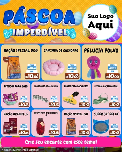 Modelo de Rede Social para Feed Instagram com o tema Páscoa Imperdível para Pet Shop
