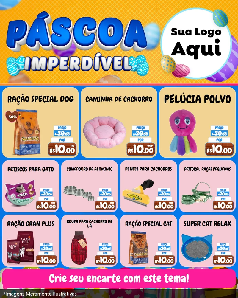 Modelo de Rede Social para Feed Instagram com o tema Páscoa Imperdível para Pet Shop