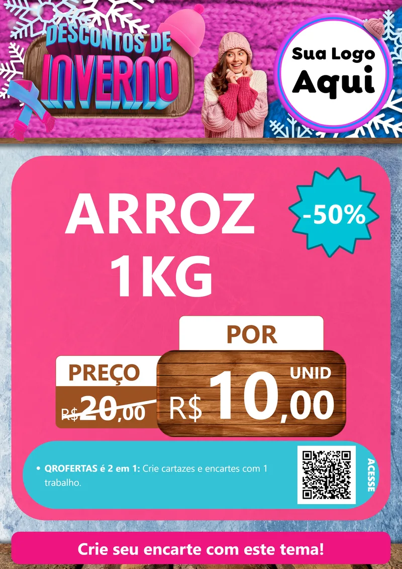 Modelo de Cartaz para Cartaz A4 Vertical com o tema Descontos de Inverno para Supermercado