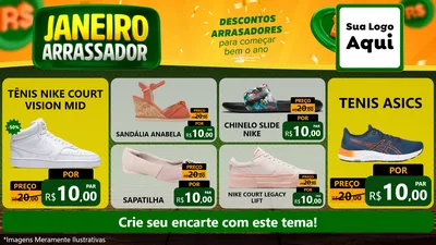 Modelo de TV para TV Horizontal com o tema Janeiro Arrasador para Calçados