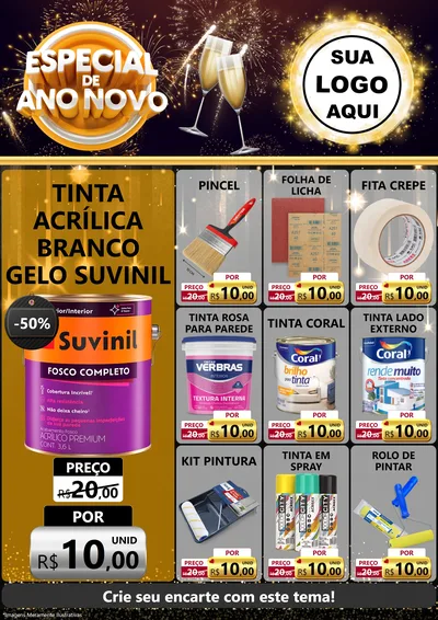Modelo de Encarte para Encarte A4 Vertical com o tema Especial de Ano Novo para Tintas e Ferramentas