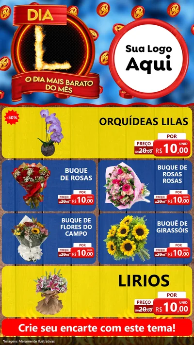 Modelo de TV para TV Vertical com o tema Dia L - O Dia Mais Barato Do Mês para Floricultura e jardim