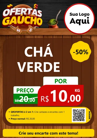 Modelo de Cartaz para Cartaz A4 Vertical com o tema Ofertas Dia do Gaúcho para Produtos Naturais