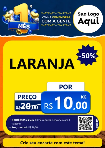 Modelo de Cartaz para Cartaz A4 Vertical com o tema Um Mês de Aniversário para Hortifrúti