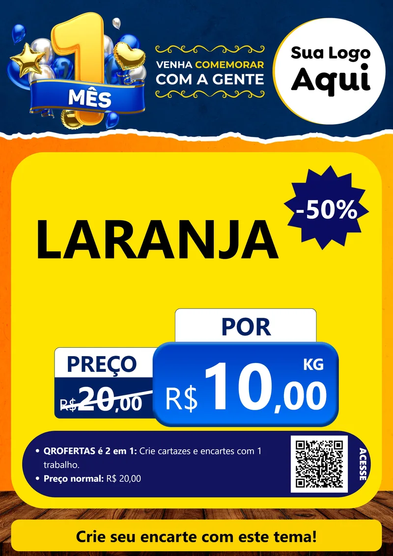 Modelo de Cartaz para Cartaz A4 Vertical com o tema Um Mês de Aniversário para Hortifrúti