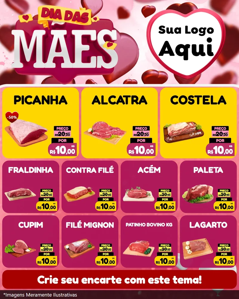 Modelo de Rede Social para Feed Instagram com o tema Dia Das Mães para Açougue