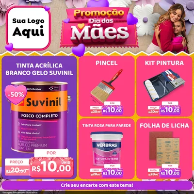 Modelo de Rede Social para Feed Facebook com o tema Promoção Dia das Mães para Tintas e Ferramentas