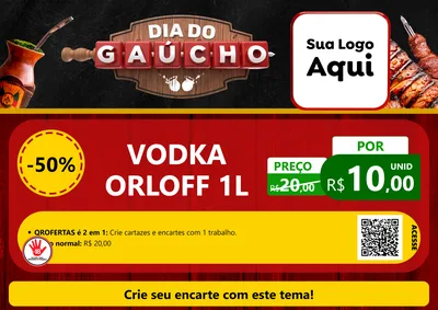 Modelo de Cartaz para Cartaz A4 Horizontal com o tema Dia do Gaúcho para Distribuidora de bebidas