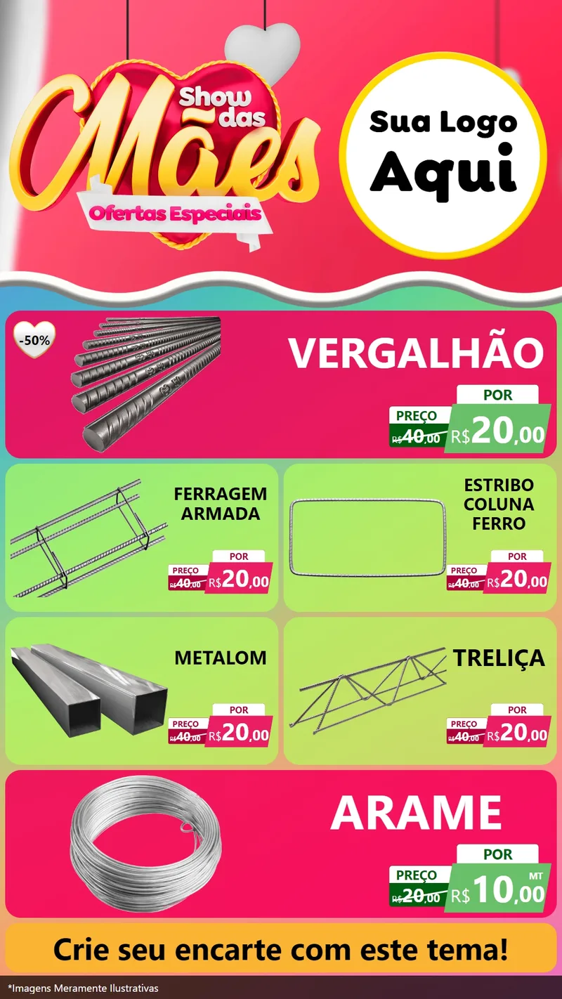 Modelo de TV para TV Vertical com o tema Show das Mães - Ofertas Especiais para Ferragens
