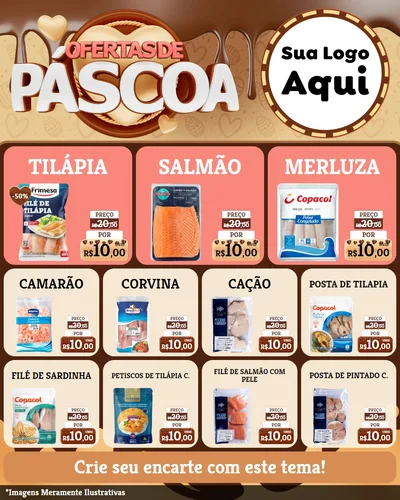 Modelo de Rede Social para Feed Instagram com o tema Ofertas de Páscoa para Peixaria