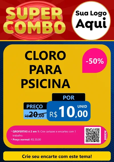 Modelo de Cartaz para Cartaz A4 Vertical com o tema Super Combo para Produtos para Piscina