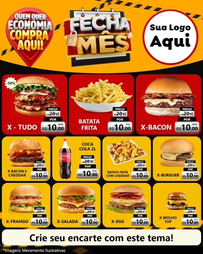 Modelo de Rede Social para Feed Instagram com o tema Fecha Mês para Hamburgueria