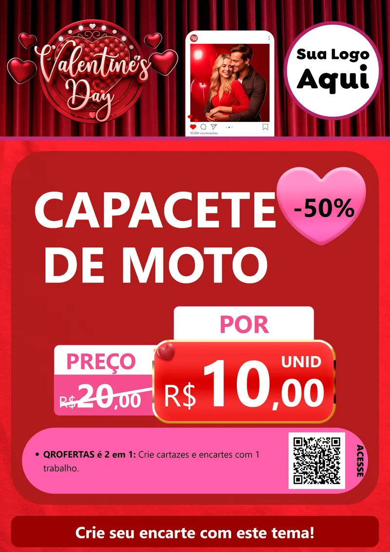Modelo de Cartaz para Cartaz A4 Vertical com o tema Valentine's Day para Moto peças