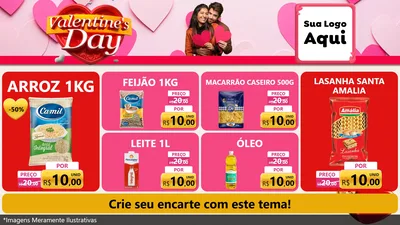 Modelo de TV para TV Horizontal com o tema Valentine's Day para Supermercado