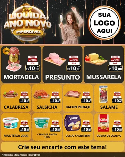 Modelo de Rede Social para Feed Instagram com o tema Liquida Ano Novo Imperdível para Frios e Laticínios