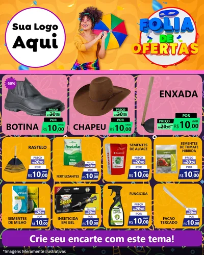 Modelo de Rede Social para Feed Instagram com o tema Folia de Ofertas para Agropecuária