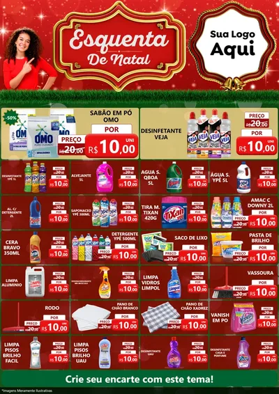 Modelo de Encarte para Encarte A4 Vertical com o tema Esquenta de Natal para Produtos de Limpeza