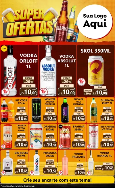 Modelo de Encarte para Encarte Grande com o tema Super Ofertas para Distribuidora de bebidas