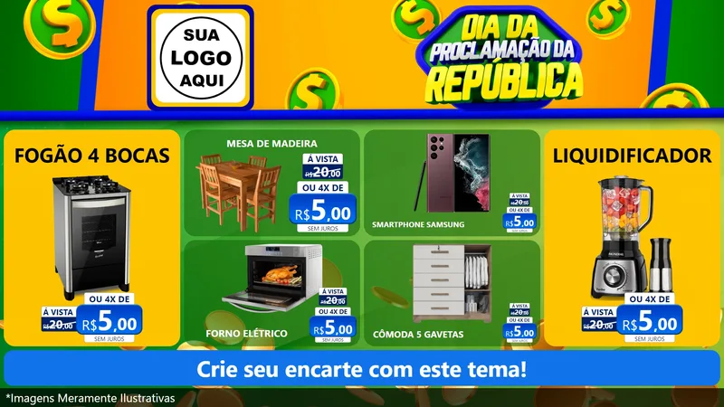 Modelo de TV para TV Horizontal com o tema Dia Da Proclamação da República para Móveis e Eletro