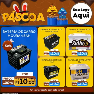 Modelo de Rede Social para Feed Facebook com o tema Páscoa para Baterias Elétricas